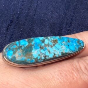 Modern Kingman Turquoise elongated statement ring